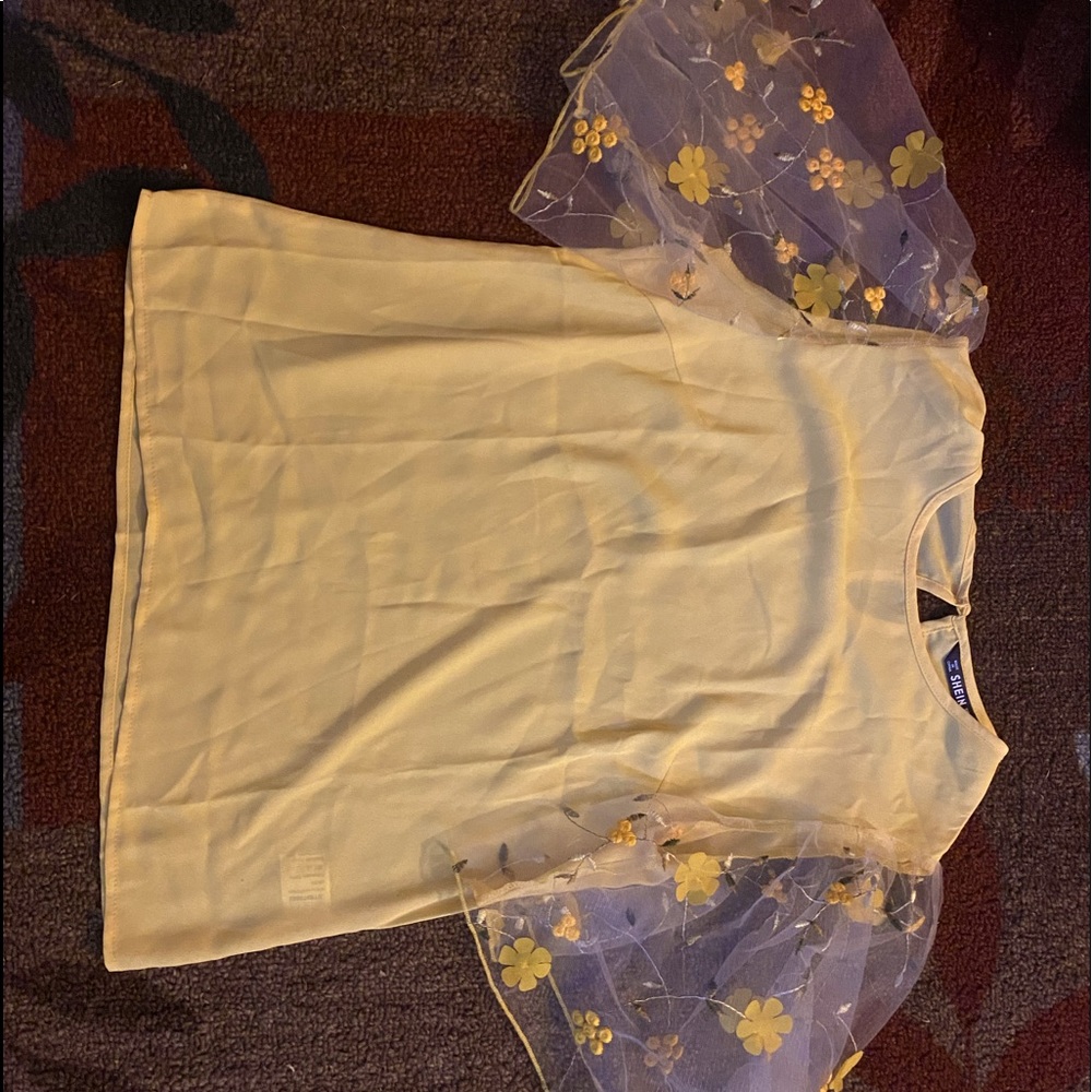 Yellow Flower Sleeve Shirt